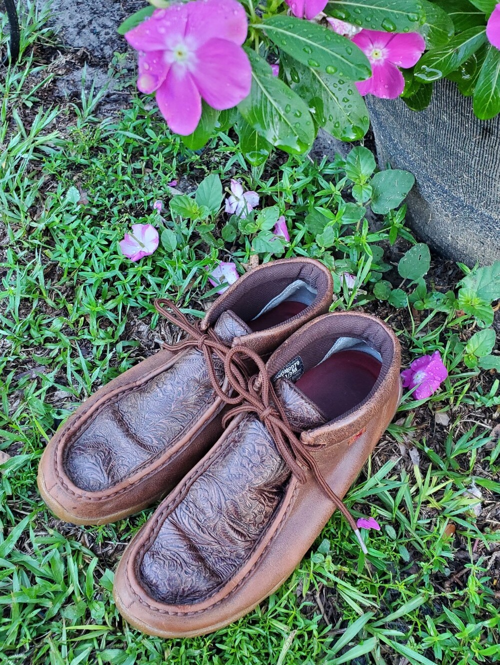 Twisted X Driving Moc Chukka Boot 8.5 Leather Western Cowgirl Tooled Top Rodeo